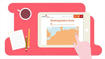 Szene aus dem Erklärfilm „Was ist eigentlich Beratung für Schwangere?“ © how2 AG/donum vitae e.V.